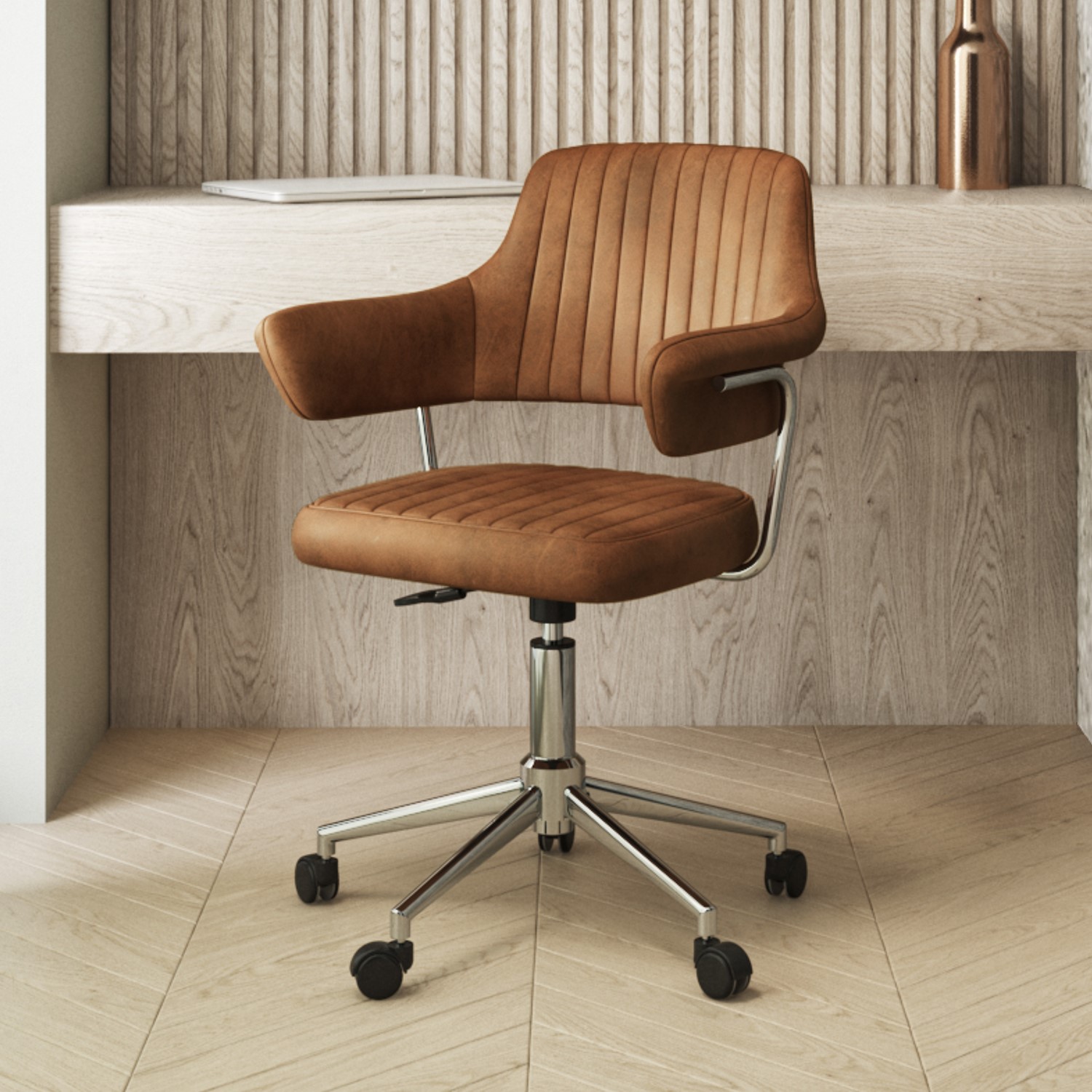 Read more about Tan faux leather swivel office chair with arms fenix